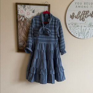 Dainty Jewells Elegant Blue Striped Dress